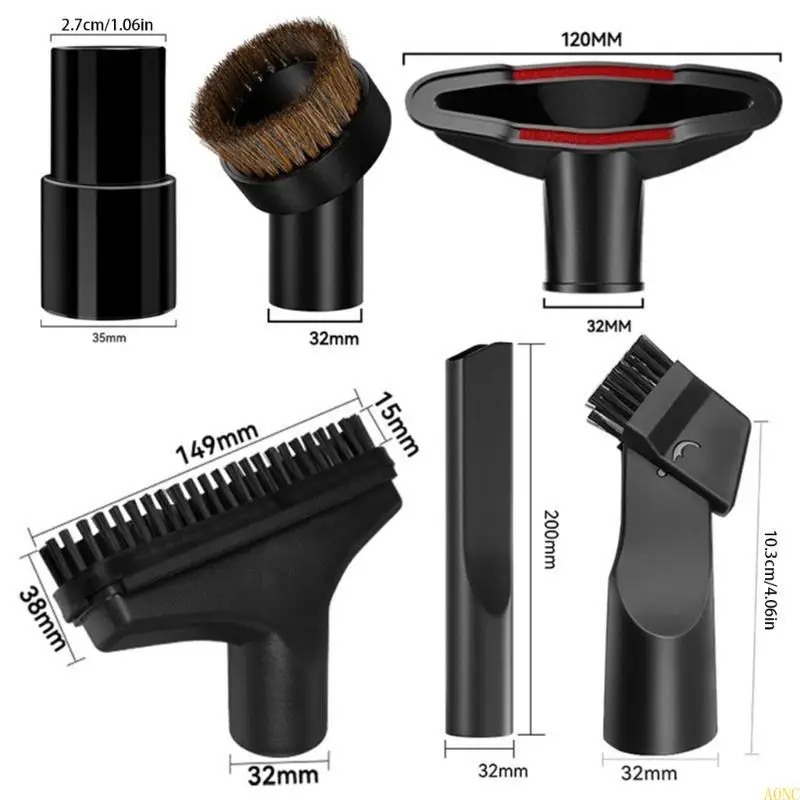 A0NC 6pieces Vacuums rush Cravice Tool включает в себя щетка PP щетка плоская всасывающая насадка