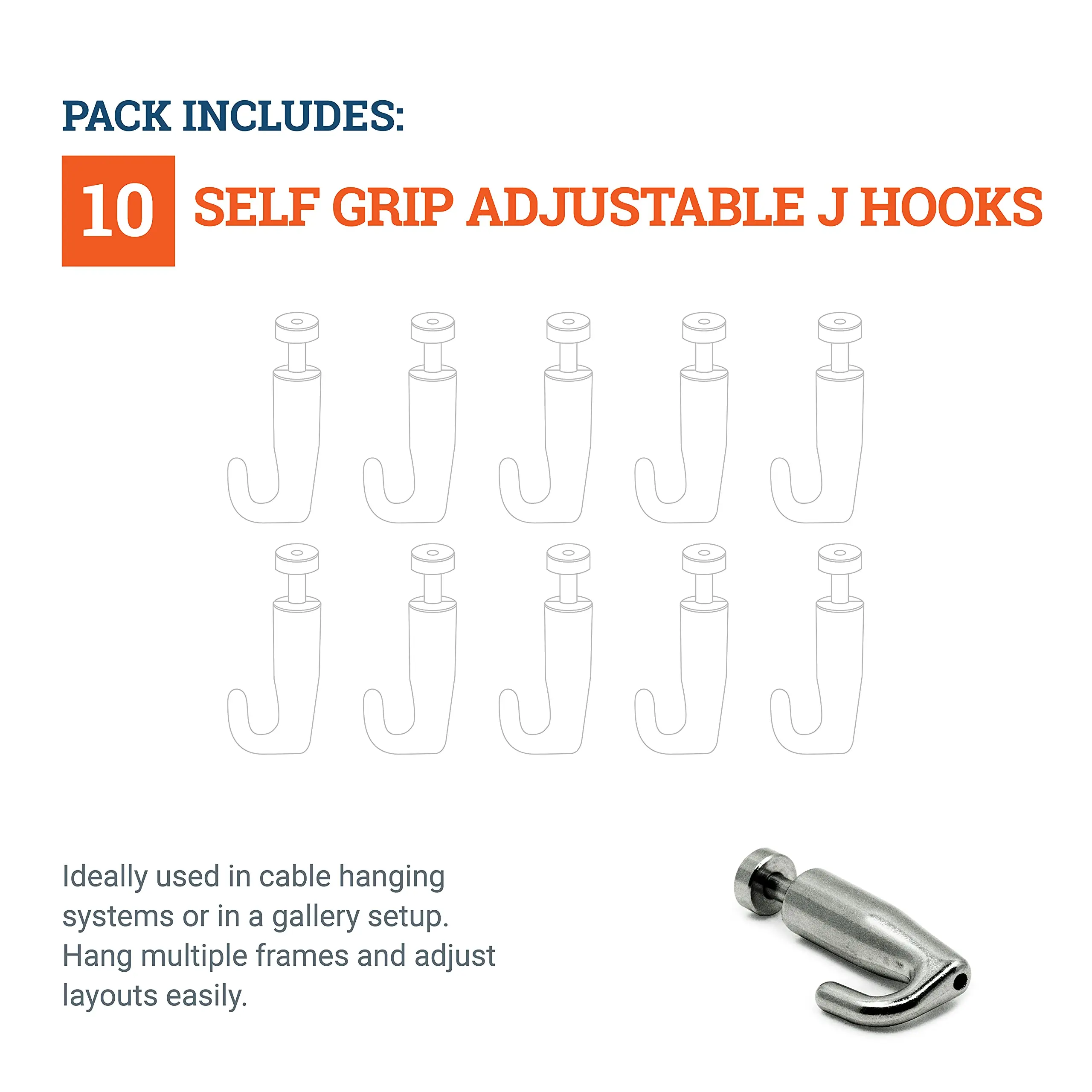 Imagem -05 - Gancho Ajustável com Função de Bloqueio Automático Picture Hooks para Grab Cabo Steel Wire Rope Hanging Accessories 10 Pcs