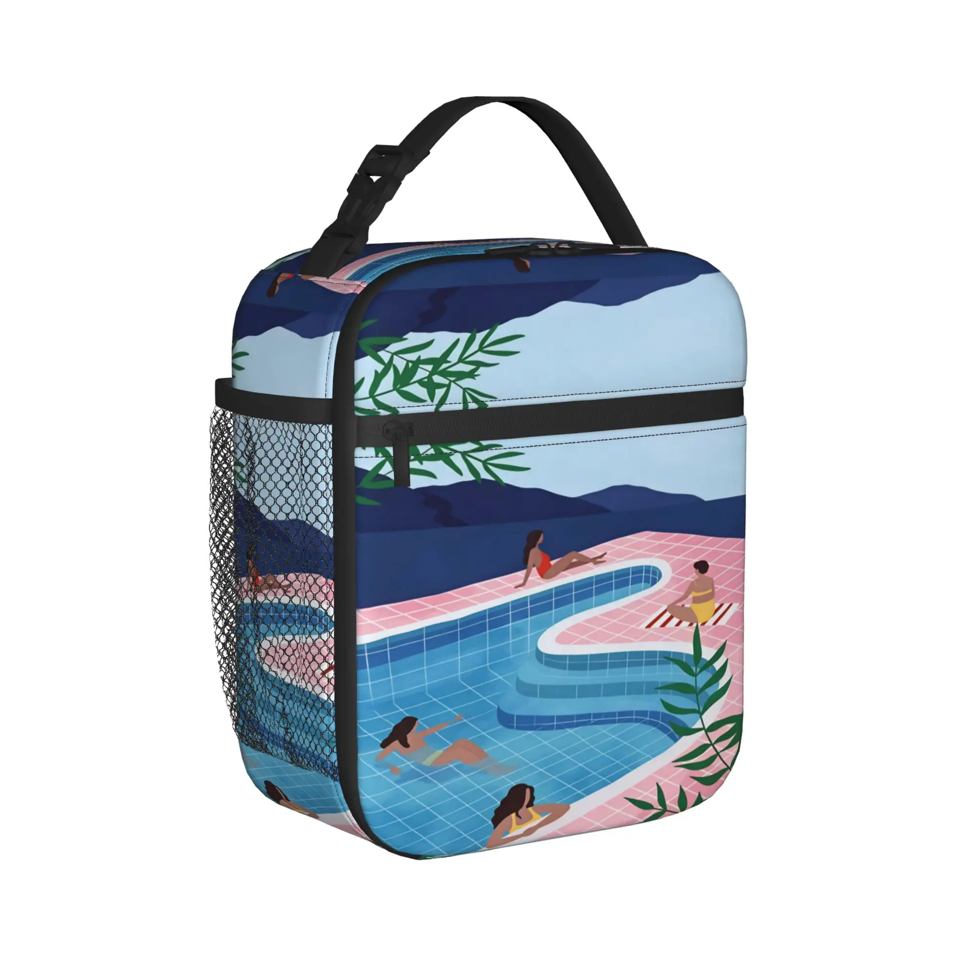Pool Ladies David Hockney Poster Lunch Bag  Funny Lunch Box For Child Outdoor Picnic Convenient Cooler Bag Oxford Tote Food Bags