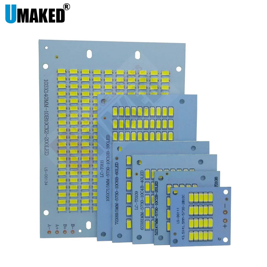 10PCS 100% Full Power LED Floodling PCB 10W 20W 30W 50W 70W 100W SMD5730 led PCB board Aluminum plate for led floodlight