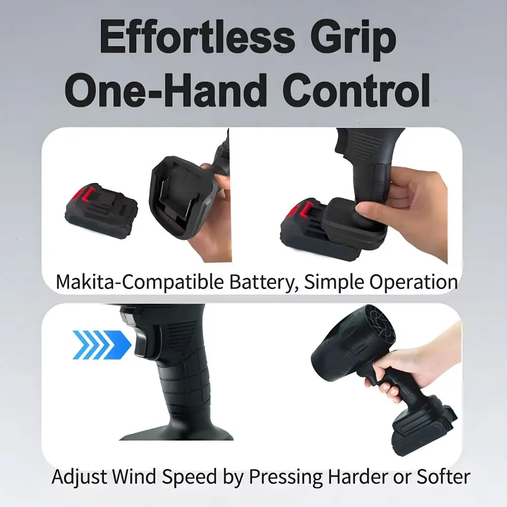 떨어진 잎, 눈 및 모래 청소를 위한 강력한 무선 전기 공기 송풍기 터보 팬 휴대용 전동 공구(배터리 없음)