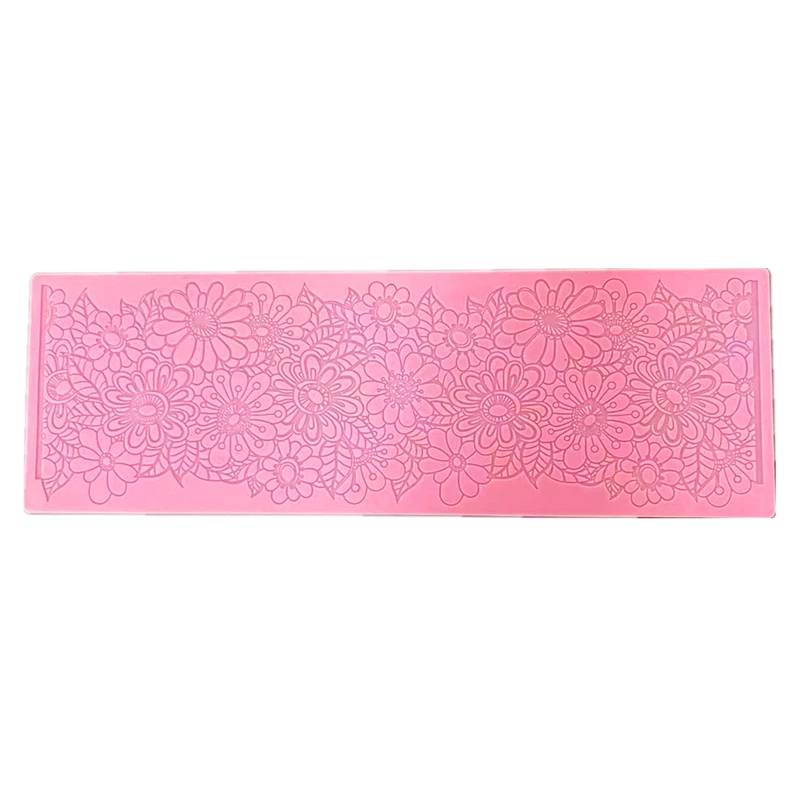 Flowers In Bloom Silicone Mold Lace Mat Cake Border Decoration Tools Fondant Cake 3D Mold Food Grade Silicone Mat Dec M750