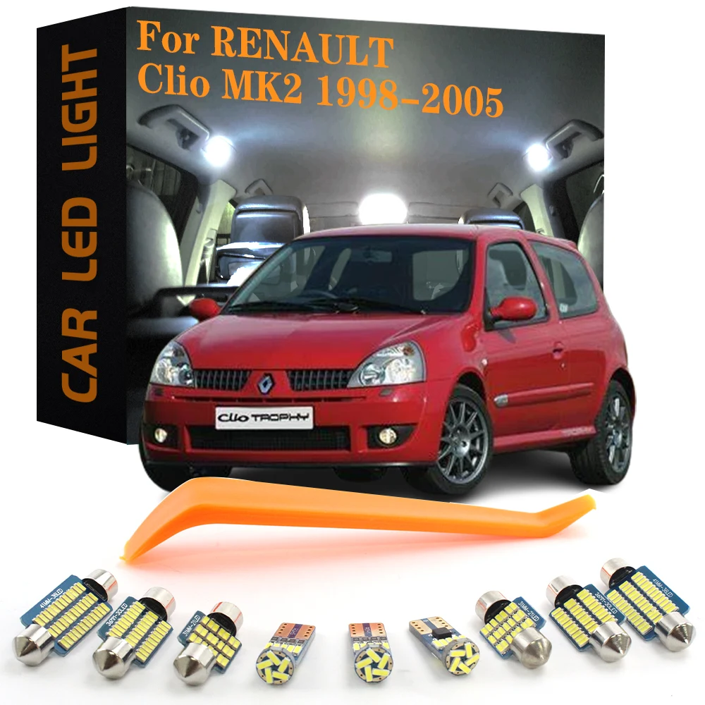 8pcs Canbus Car Accessories LED Interior Light For Renault Clio 2 MK2 1998 1999 2000 2001 2002 2003 2004 2005 No Error Auto Lamp