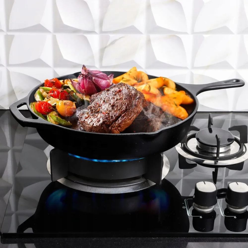 

Чугунная сковорода 10,25 дюйма, предварительно обработанная, для гриля и костра, черная, универсальная для приготовления пищи