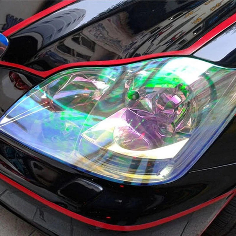 

New 30 x 60CM Chameleon Color Changing Vinyl Wrap Sticker - Matte Metallic Headlight Car Light Film Stretchable DIY Decals