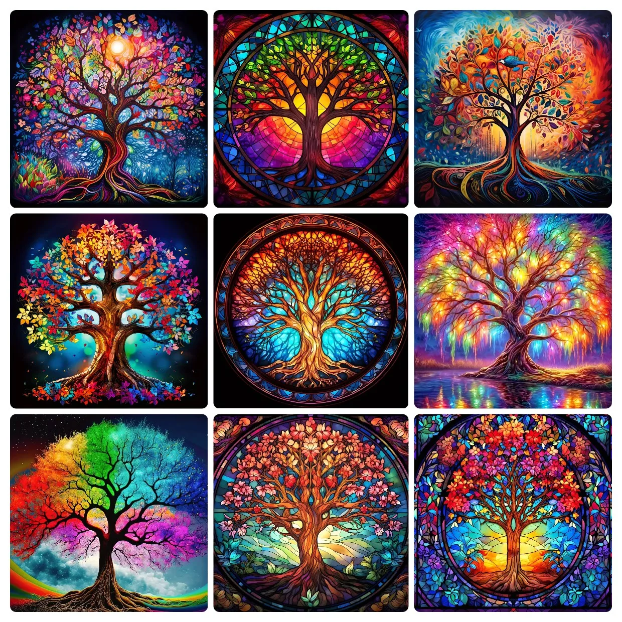 Peinture à l'huile numérique DIY par numéros, motif arbre arc-en-ciel, toile peinte à la main, œuvre d'art pour décoration intérieure, cadeau de festival