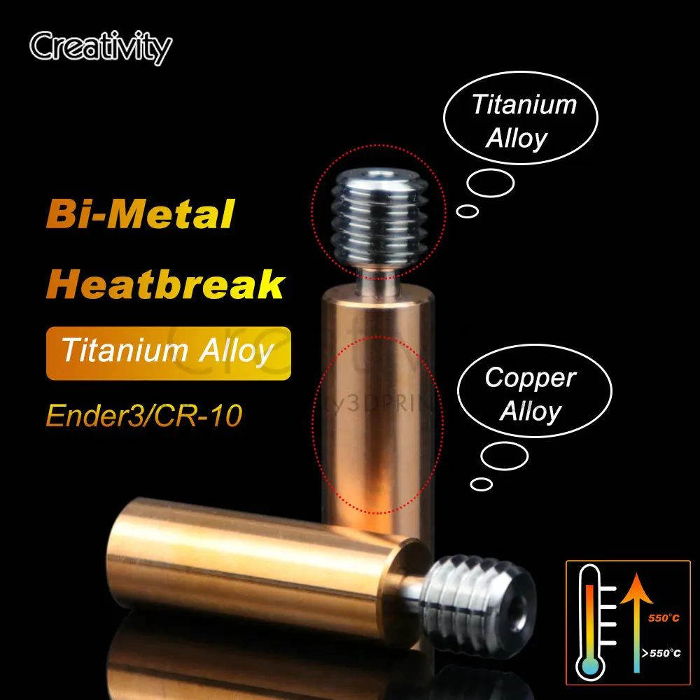 Ender3 CR10 Bimetal Heatbreak Titanium Alloy Heat Break Throat For Neptune 4 CR-10S Ender 3V2 1.75MM Copper Plating Throat