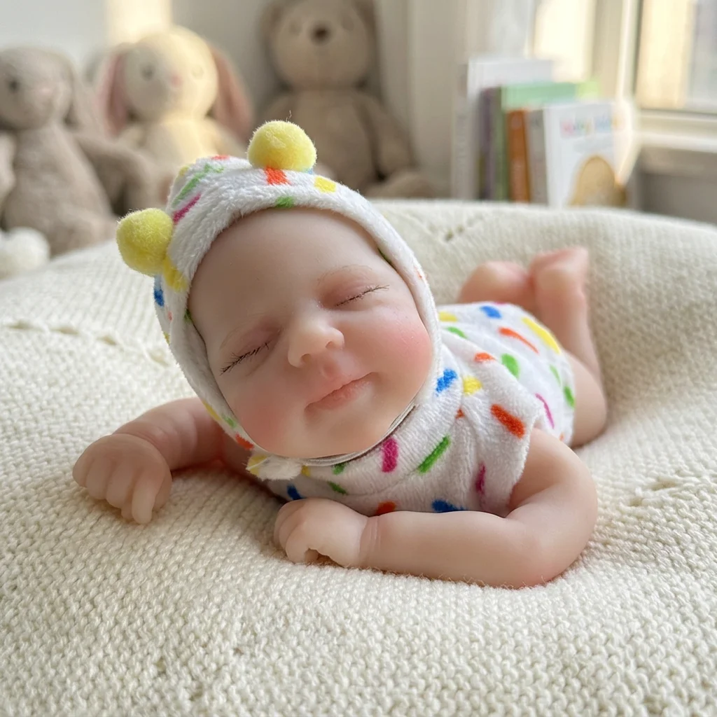 6 Inch Pascale Reborn Baby Doll Full Body Solid Silicone Lifelike Newborn Hand Painted Washable Mini Bebe Reborn Collectible Art
