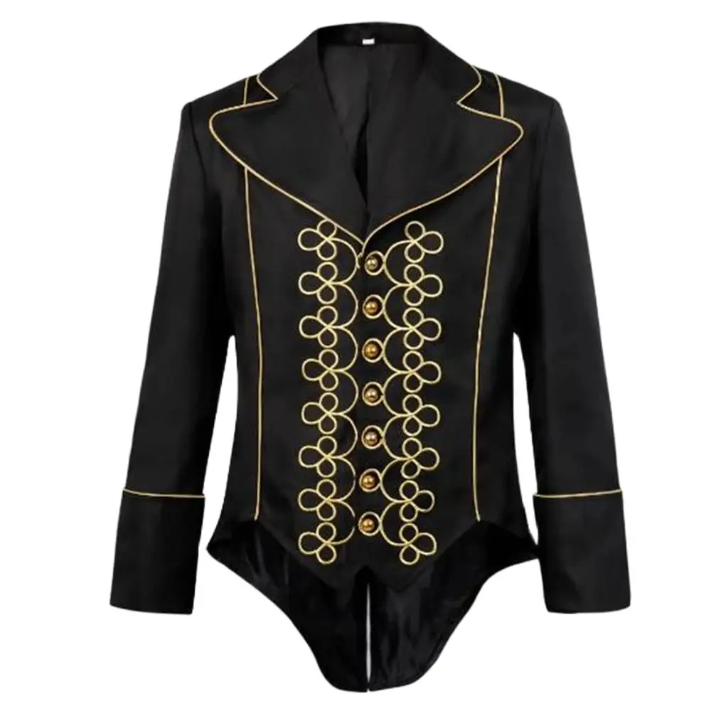 

Steampunk Marching Band Drummer Coat Victorian Costume Men's Vintage Military Punk Jacket Golden Rock Star Performance Tuxedo