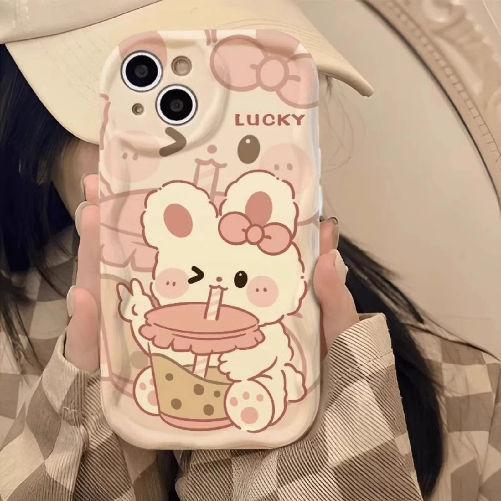 

Для Huawei Honor Magic7pro Magic6 милый чехол для телефона с молоком и кроликом, противоударный защитный чехол с защитой от падения, задняя крышка с мультяшным принтом