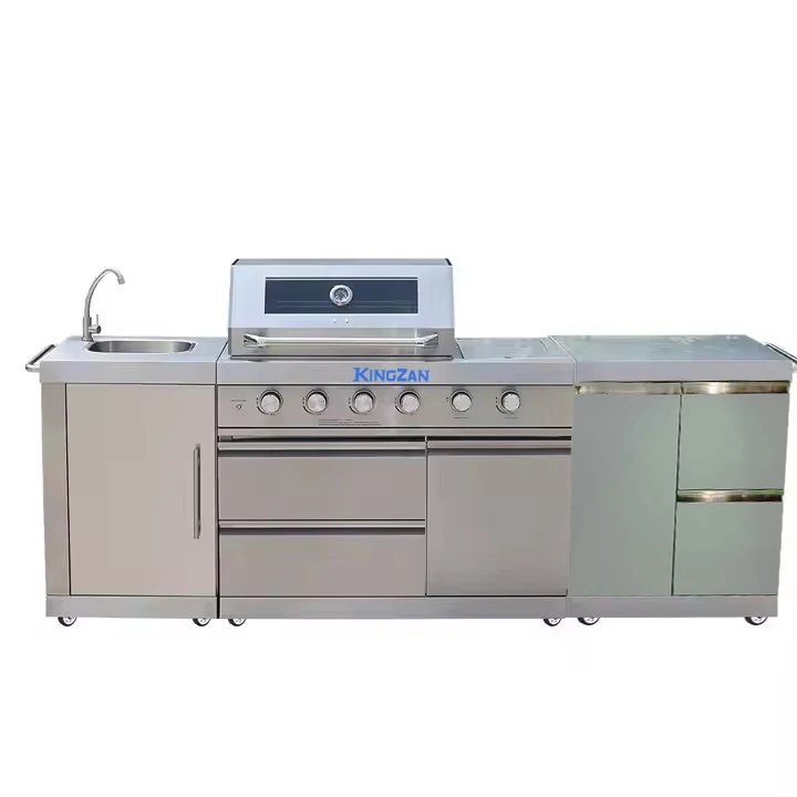 Modular 304 de acero inoxidable para cocina al aire libre, características preventivas de corrosión, fregadero para barbacoa de estilo coreano, refrigerador, ensambla libremente