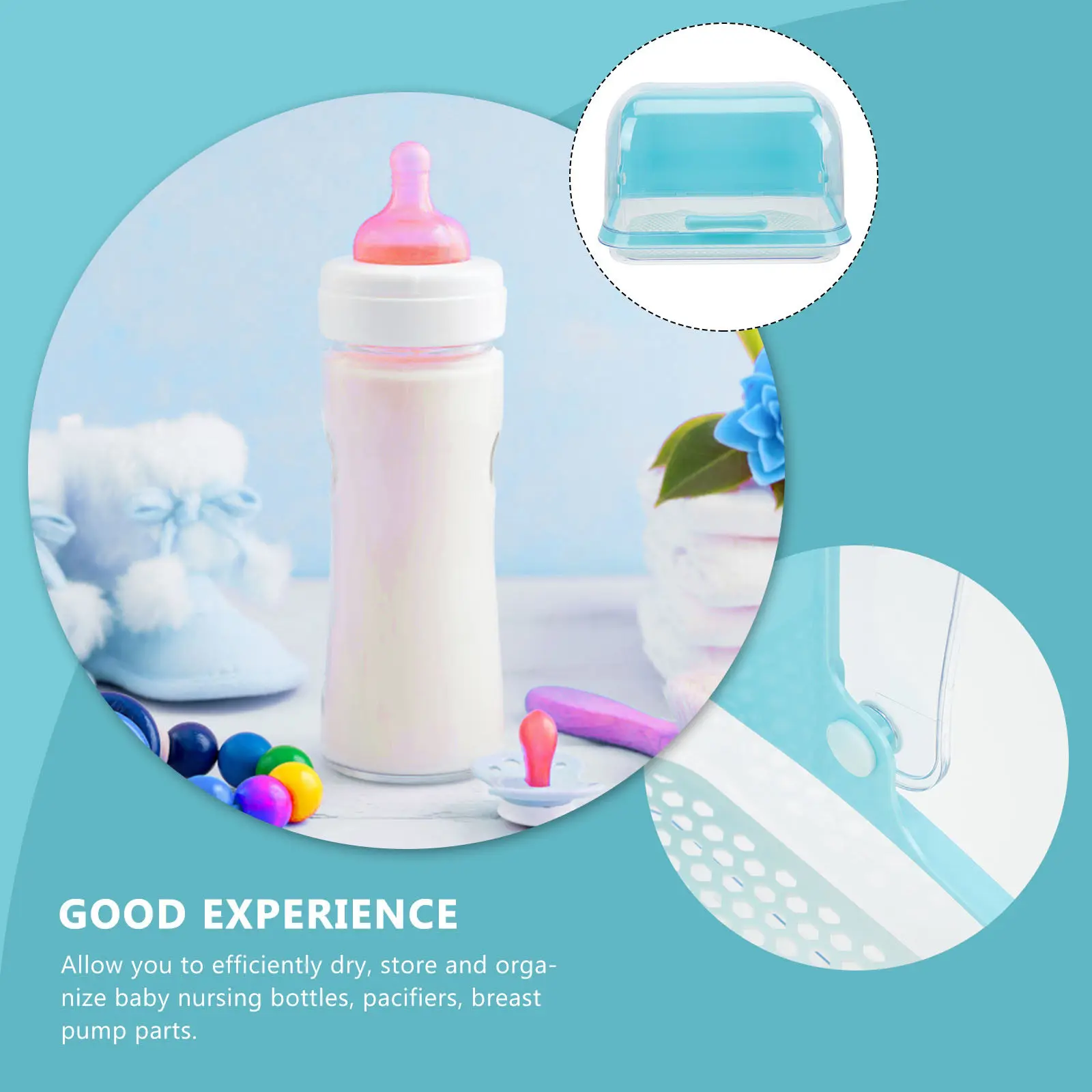 

Blue Baby Bottle Organizer Durable Drying Box Nursery Utensil Container Baby Feeding Bottle Holder Space Saving