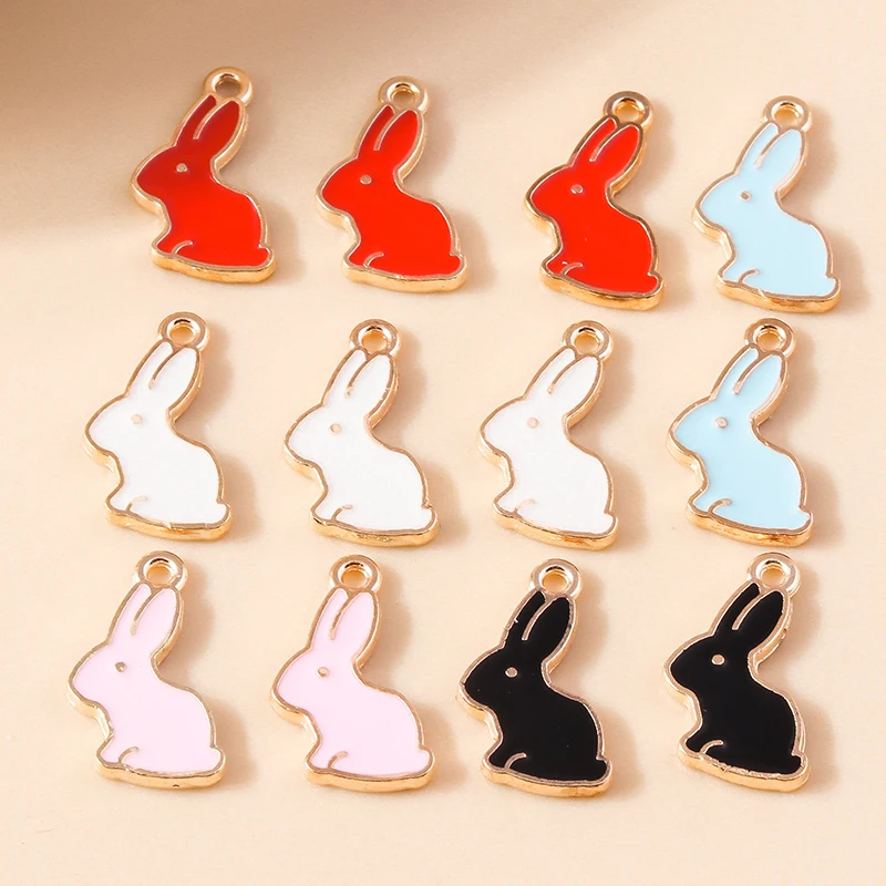 10 stücke 11*16mm niedlichen Emaille Mini Hase Kaninchen Charms für DIY Schmuck Accessoires Tier Charme für Ohrringe Halsketten Anhänger