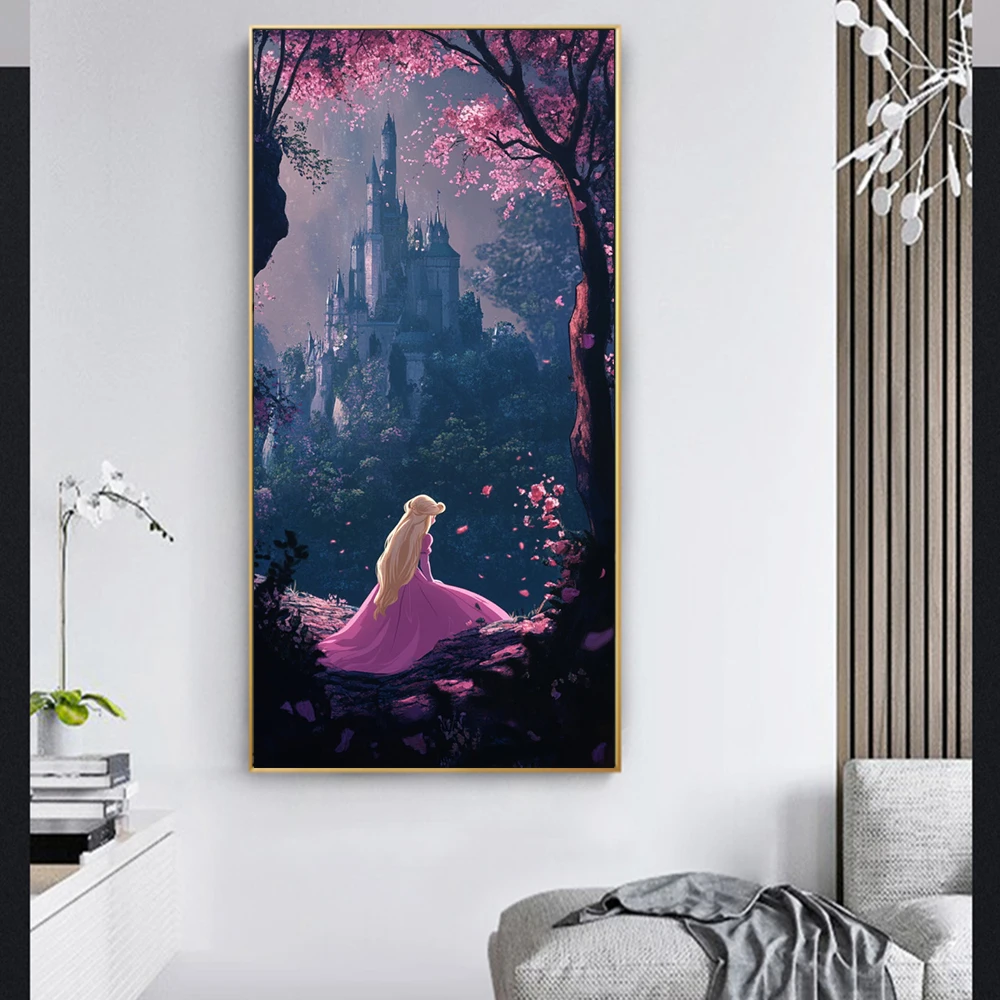Póster del Castillo de Disney y Mickey Mouse, estampado del Castillo de Cenicienta de Disneyland, pintura en lienzo de dibujos animados para dormitorio de niños, sala de estar