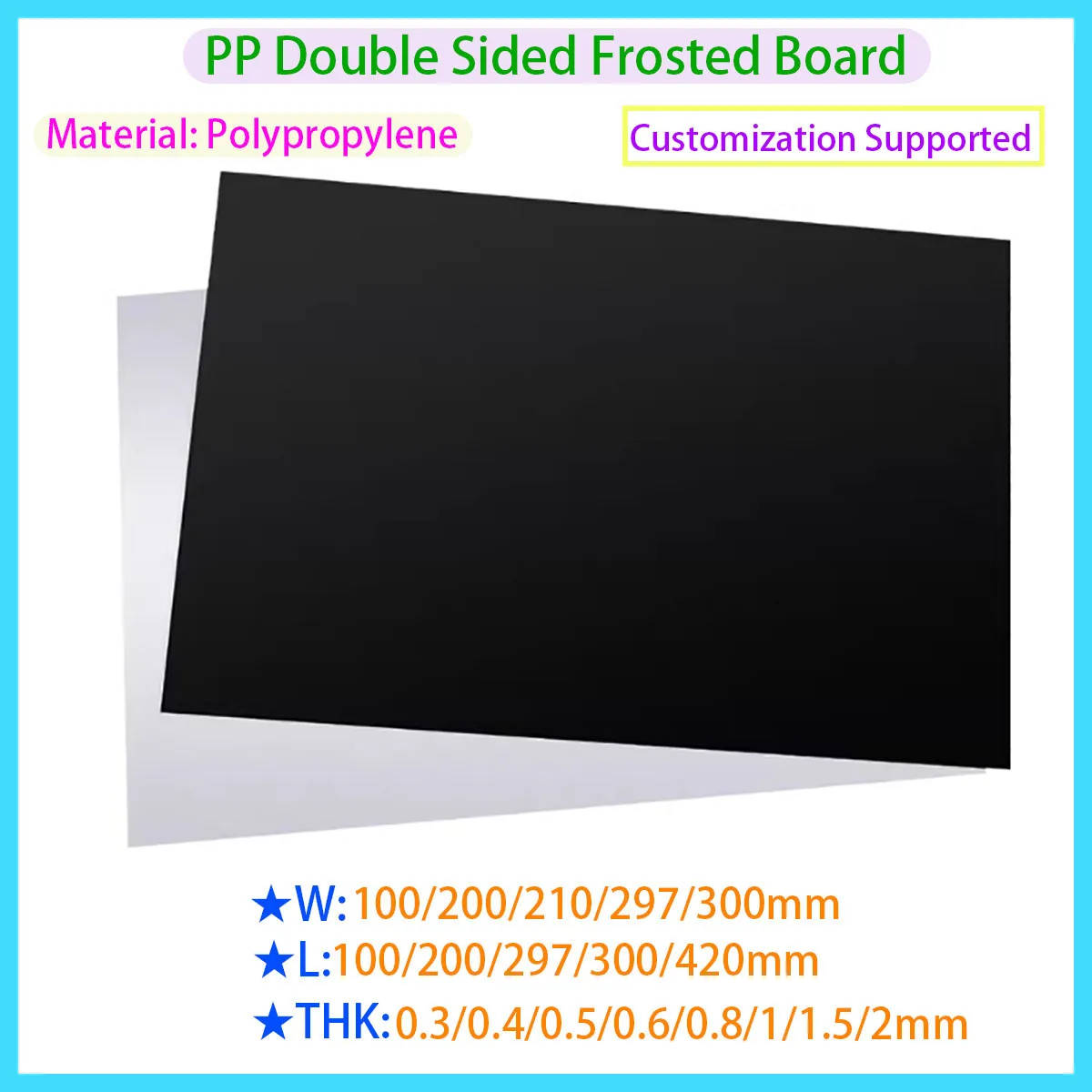 

Matte White/black PP Plastic Board, DIY Plastic Board Thickness 0.3/0.4/0.5/0.6/0.8/1/1.5/2mm