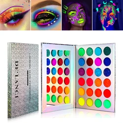 DE'LANCI Neon Glow in Dark Eyeshadow Pallet ,Aurora Stage Clubbing Makeup Kit ,Blacklight UV Fluorescent Eye Shadows Color