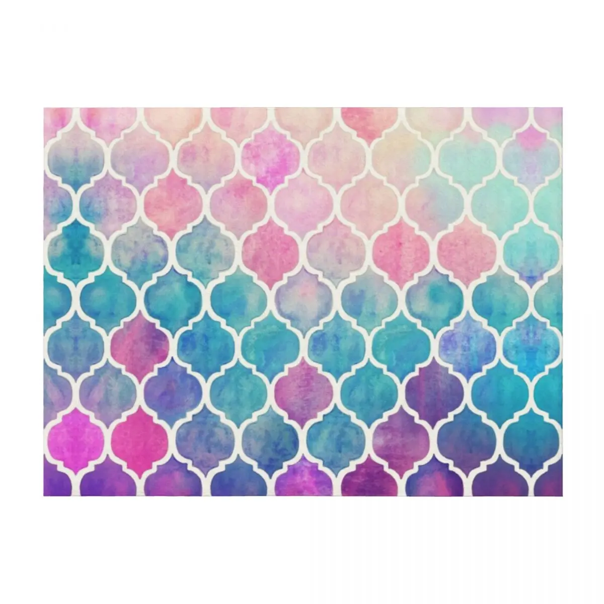 

Rainbow Pastel Watercolor Moroccan Pattern Throw Blanket Decoratives heavy to sleep Soft Big Furry Blankets