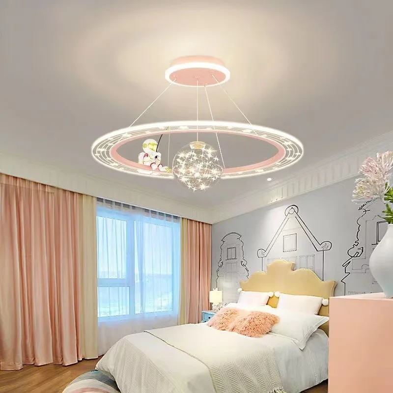 Luz nórdica moderna e minimalista do quarto do astronauta da lua