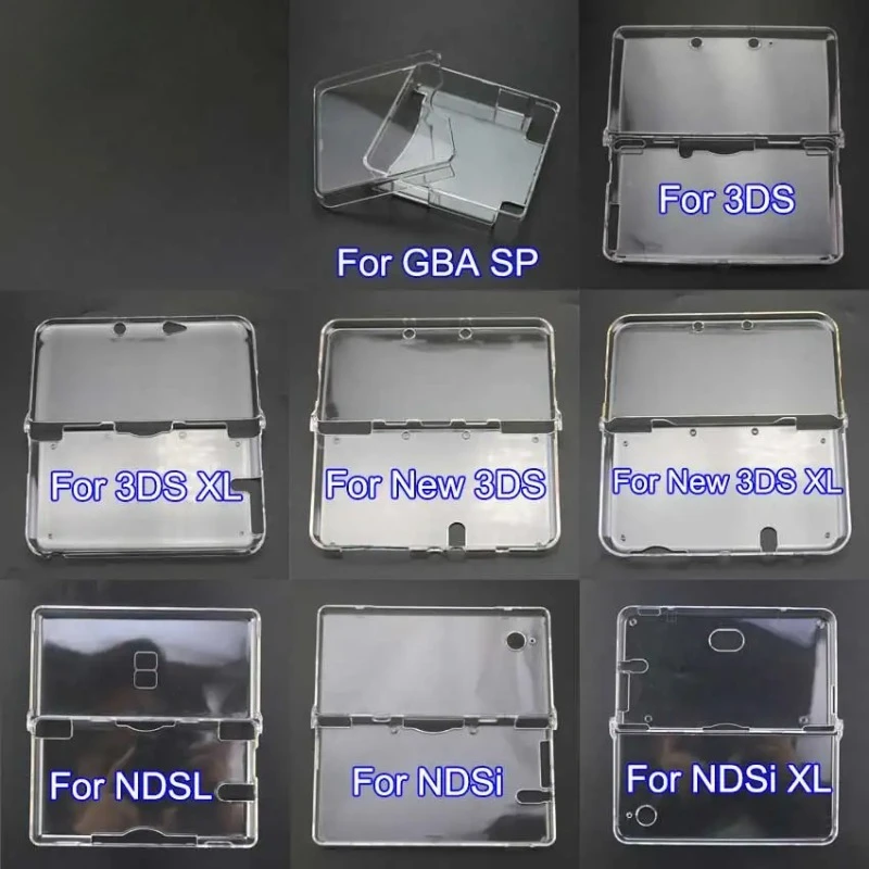 Clear Plastic Protective Case Cover, Hard Shell Skin for NDSL, NDSi, New 3DS XL, GBA SP Game Console in Bulk