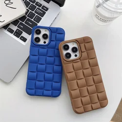 Skin Feel 3D Square Magic Cube Woven Pattern Silicone Case for iPhone 15 Pro Max 11 12 13 Mini 14 Plus Comfortable Grip Funda