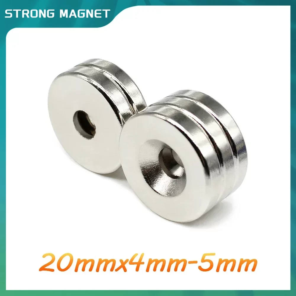 원형 희토류 자석, 20x4-5, 구멍 5mm, 디스크 카운터싱크 영구 네오디뮴 자석, 20x4-5mm, 20x4-5