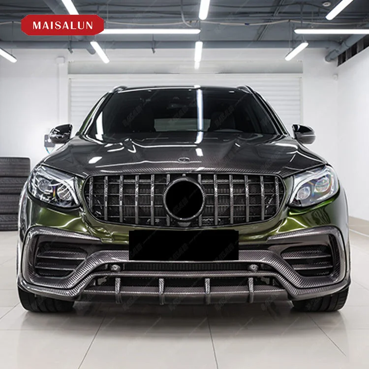 T Style Tuning Kit for   GLC63 SUV X253 Wet Carbon Auto Parts Front Lip Diffusers Wheel Brow Spoiler Exhaust Tips