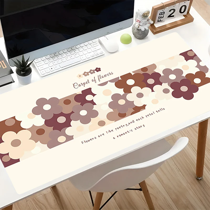 Mouse Pad Vintage Flower Pattern Big Size Laptop Desk Mat Non-Slip Gamer Carpet kawaii Keyboard Pad