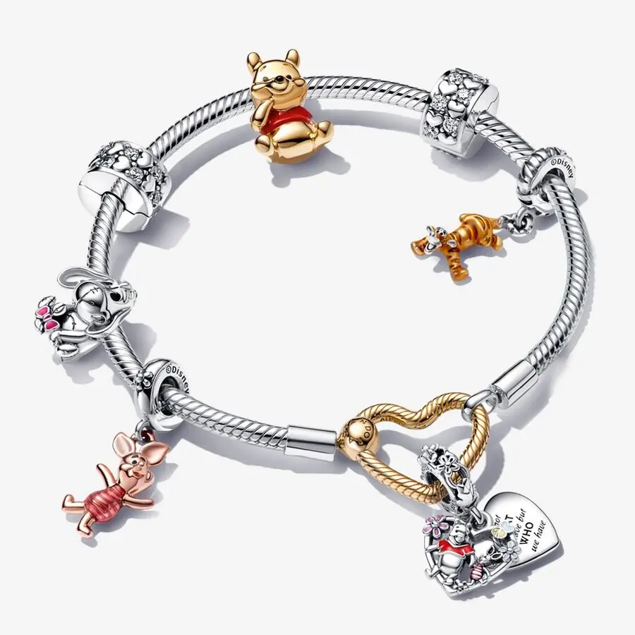 925 Sterling Silver MINISO Disney Winnie The Pooh Pooh Tigger maialino Eeyore ciondola perline di fascino adatto al braccialetto Pandora originale