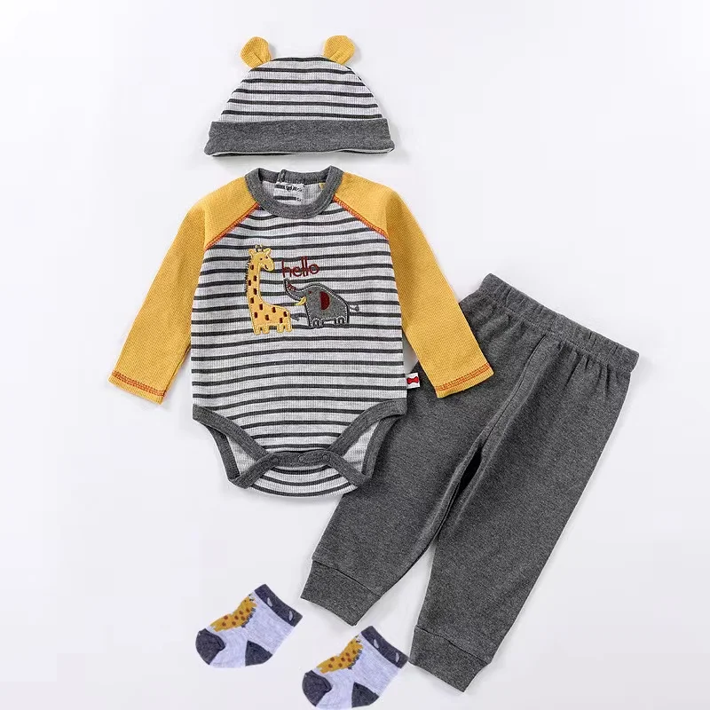 Newborn Boy and Girl Clothes Set 0-3 Months New born Hospital Stuff Outfit Gift Bodysuit Pants Socks Hat Fashion Free Shipping