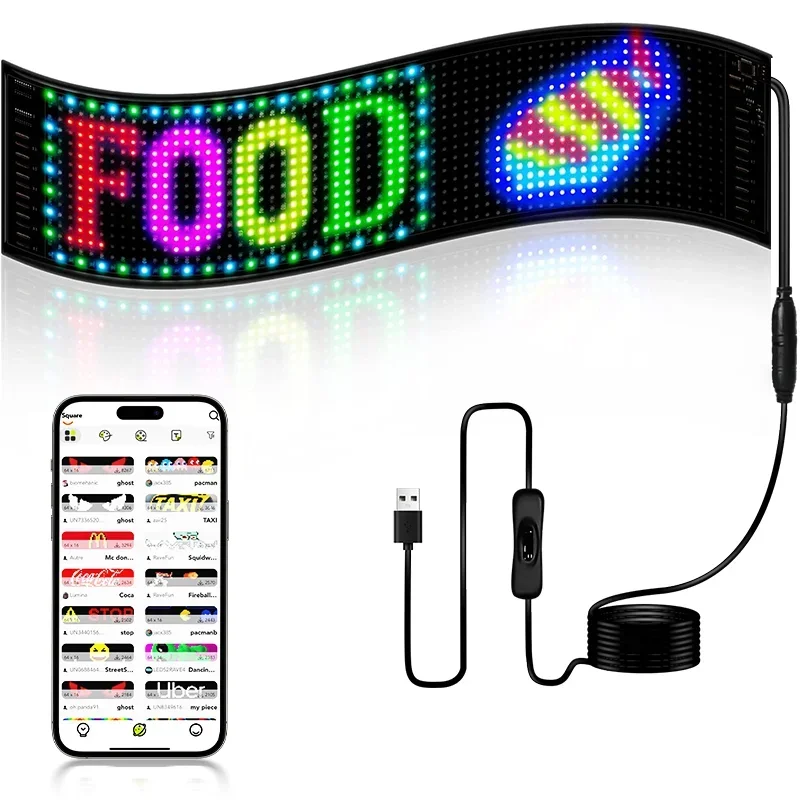 BOTAI Waterprool App Control Flexible LED Sign Board Messages Scrolling Customize LED Sign Display for Car