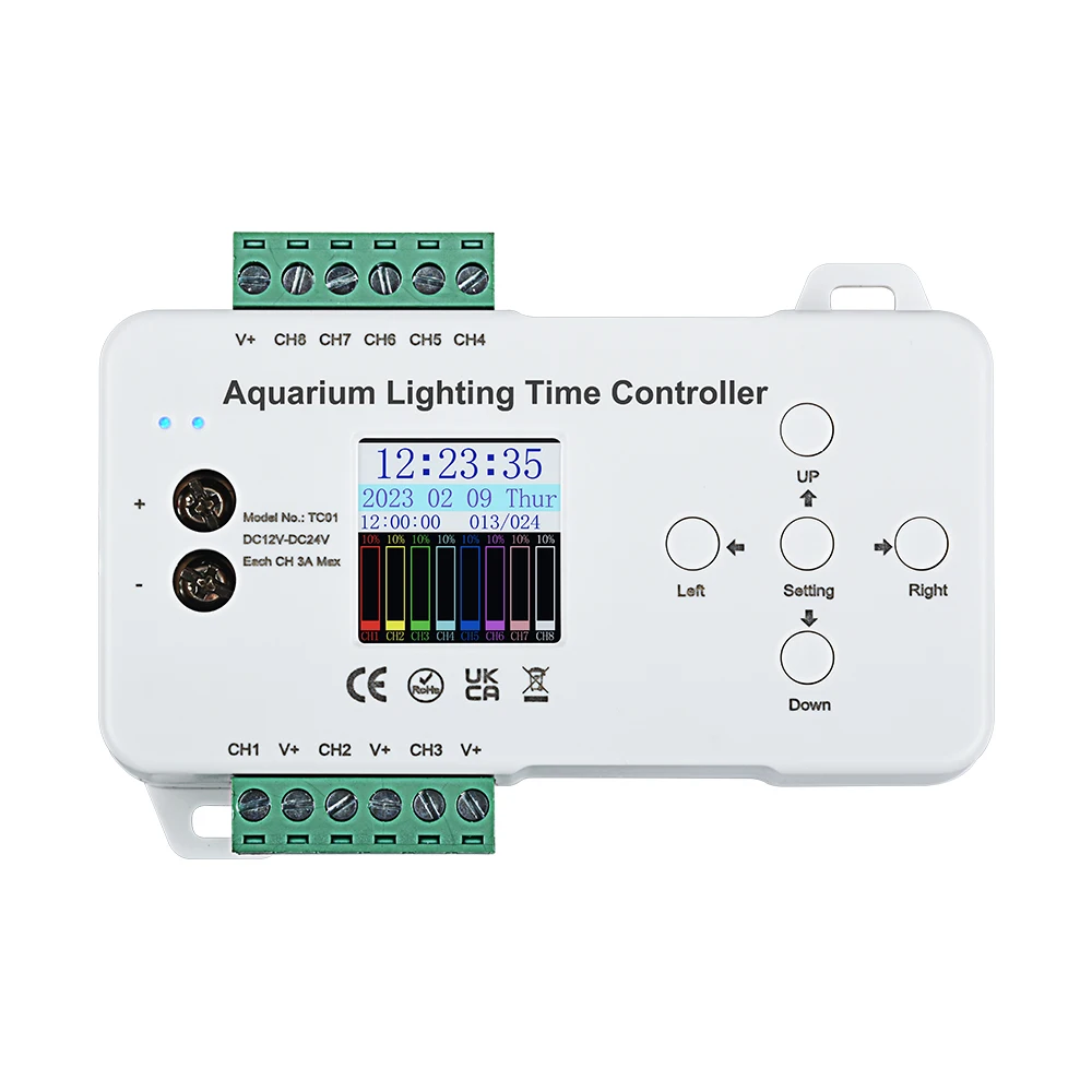 

DC 12V 24V Aquarium Lighting Time Controller for Fish Tank Intelligent Timing Control 8CH Programmable Dimmer Modulator Timer