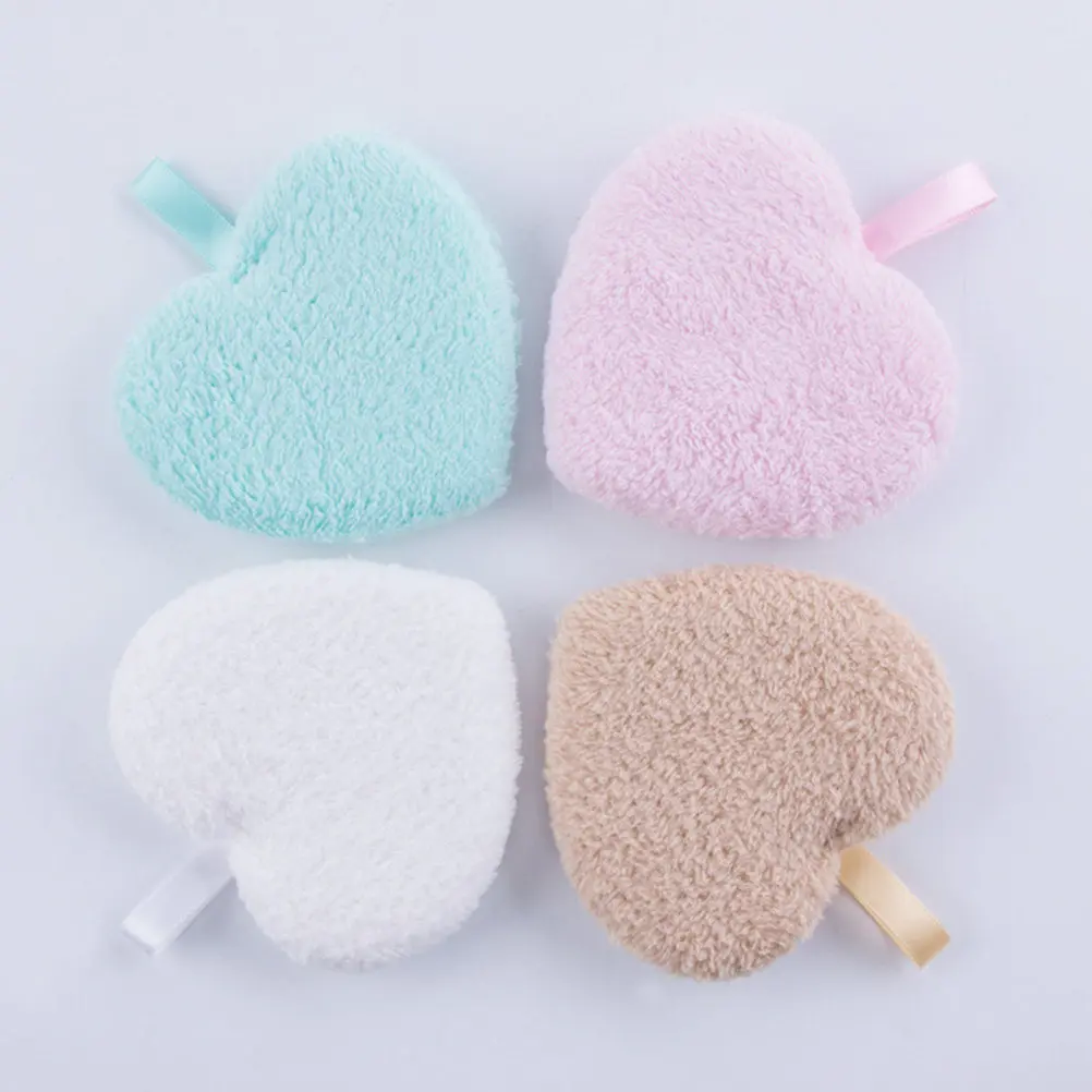 Soft Heart-Shaped Powder Puff Set, 3pcs Washable Reusable Makeup Puff for Face Cleansing & Blending