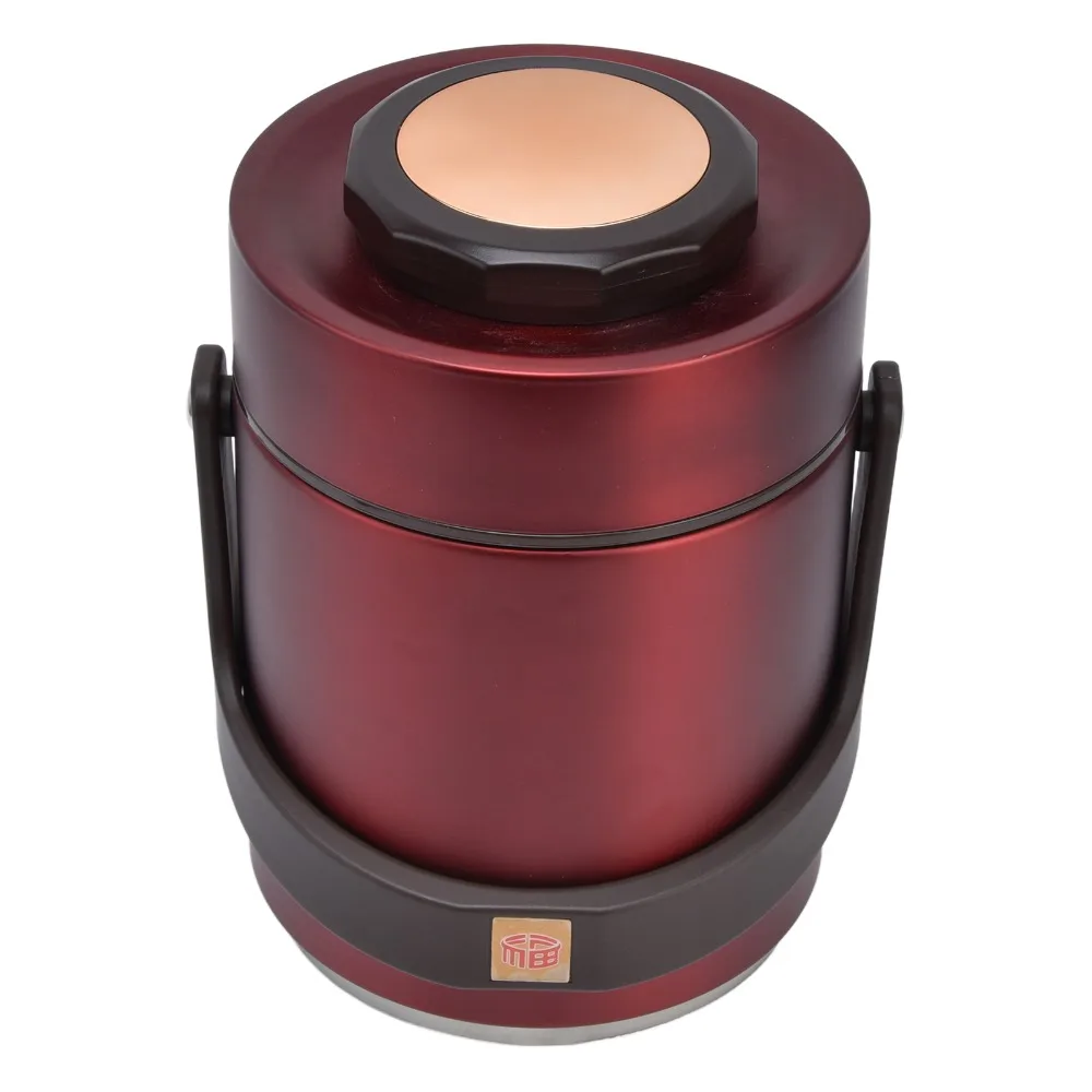 304 Stainless Steel Insulation Lunch Box 2-Tier Red/Gold Vacuum Food Jar 1.5L Stainless Steel Lunch Box Outdoor Camping