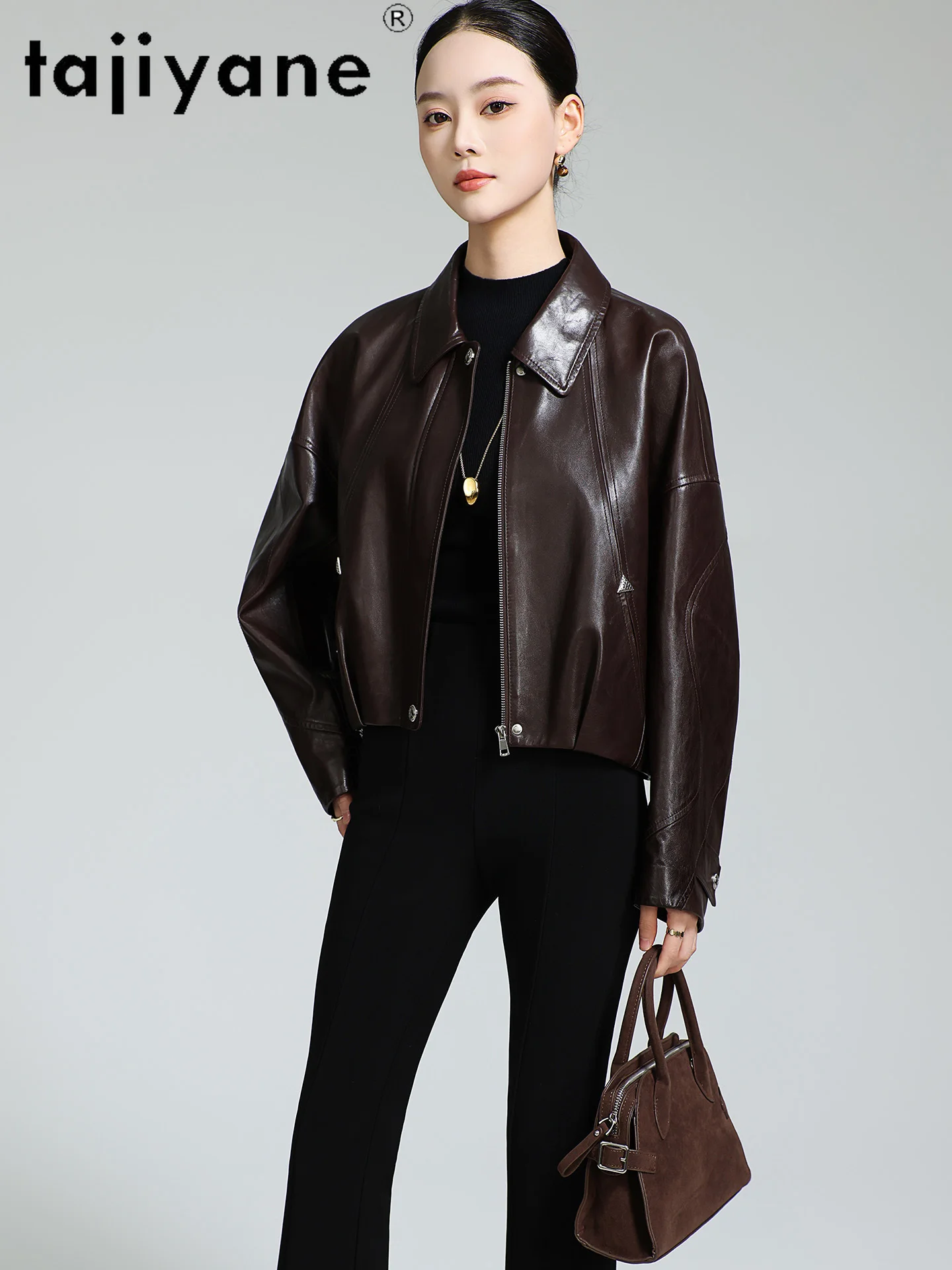 TAJIYANE Real Sheepskin Jacket Woman Stylish Short Genuine Leather Jackets Premium Ladies Coat Autumn Women Clothes 2025 신상아우터