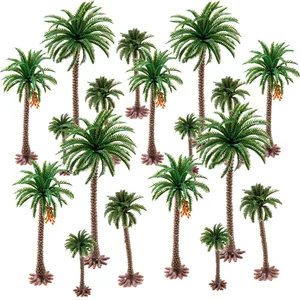 Coconut Palm Tree Modelo, DIY Park, Rainforest, Trem, Decoração Ferrovia, Paisagem do edifício, Árvore miniatura, Altura 6-15cm, 5Pcs 12 principais vendas minhatura de predio - №7