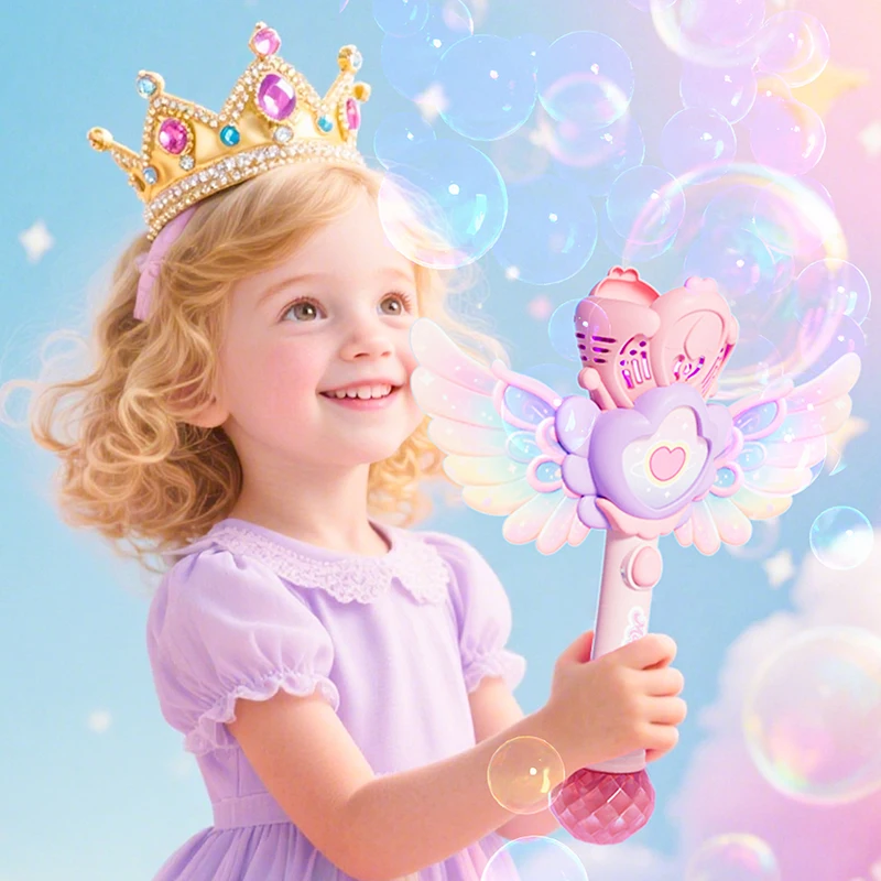 

Automatic Bubble Blowing Handheld Electric Magic Girl Birthday Gift Wedding Toy for Kids and Fairies