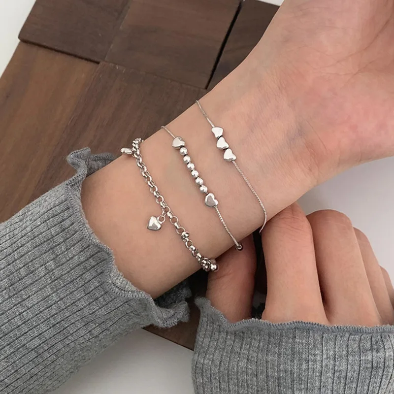 VENTFILLE 925 Stamp Silver Color Love Bracelet for Women Girl Gift 5 Hearts Romantic Valentine's Day Jewelry Dropship Wholesale