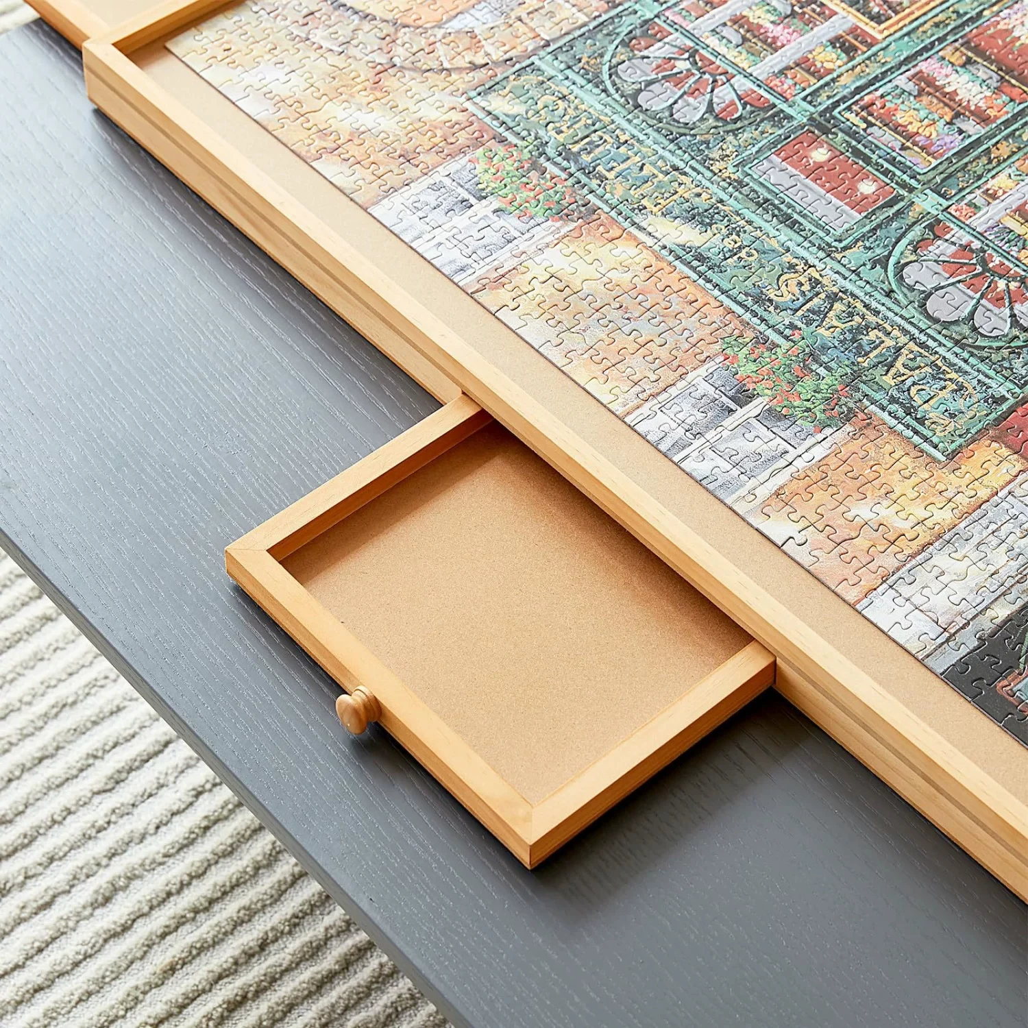 Wooden puzzle table storage puzzle rotatable puzzle board