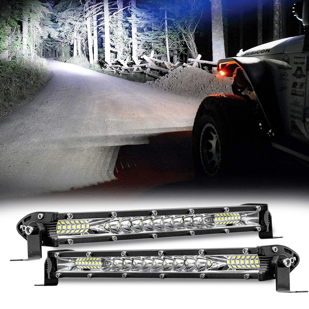 Image of Schlanke LED-Lichtleiste, 25,4 cm, 20 Zoll, LED-Flutlicht-Spot-Kombination, LED-Pods, Offroad-Fahr-Arbeitsleuchte für 4 x 4 SUV, UTV, ATV, LKW, 12–24 V