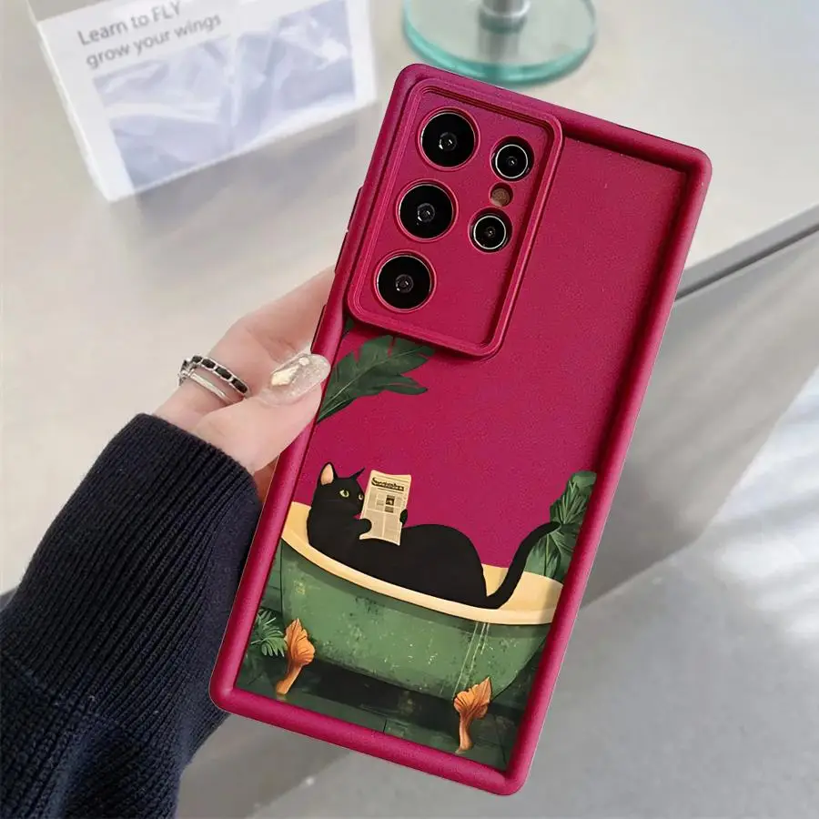 Modische kreative Kätzchen-Handyhülle für Samsung Galaxy S21 S24 FE S24 S22 S23 S23 Plus S25 Ultra Note 20 Ultra S20 S25 Weich