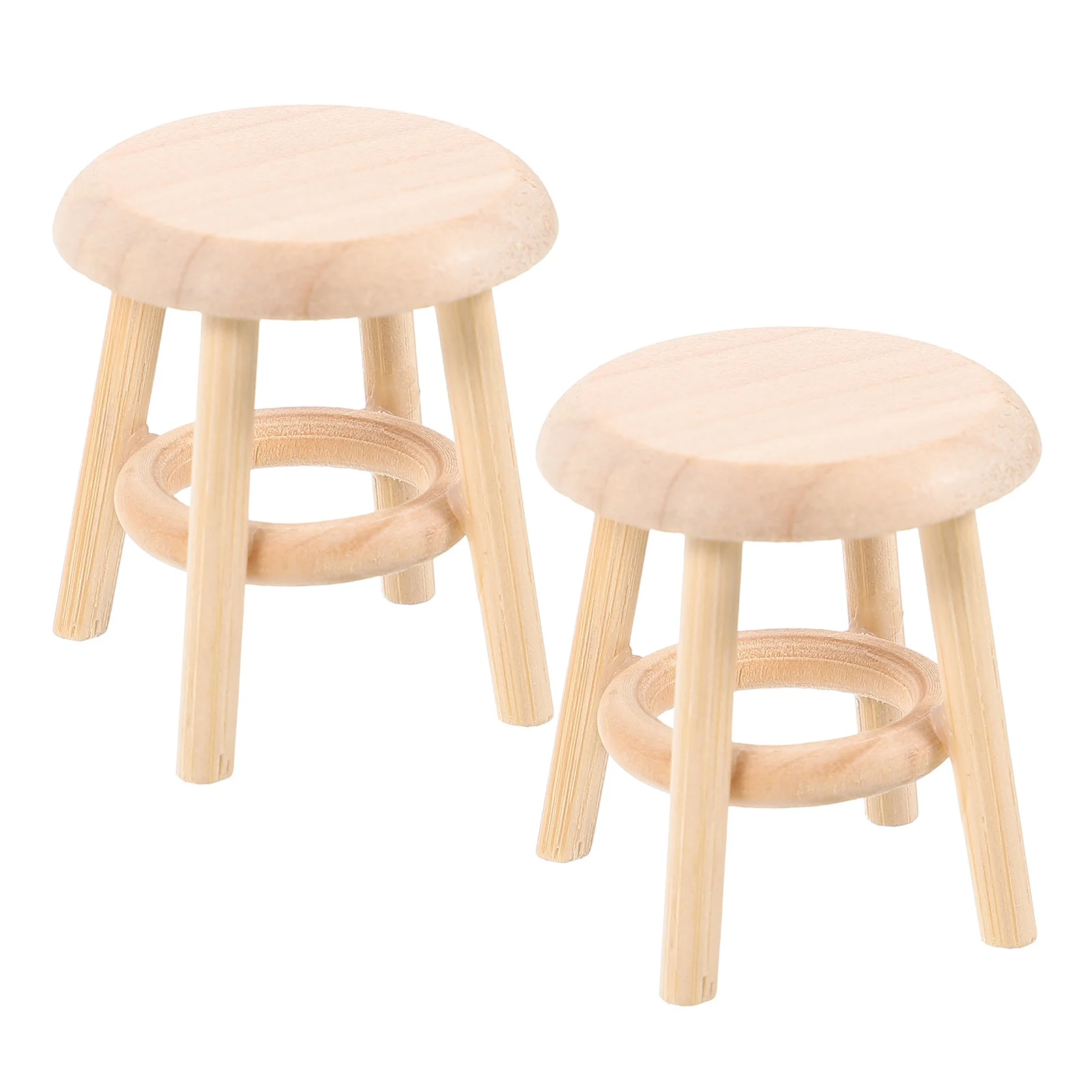 

2Pcs Miniature Wooden Stool Realistic 1:12 Proportion for Dollhouse Scene Decor Bar Counter Living Room Display Use