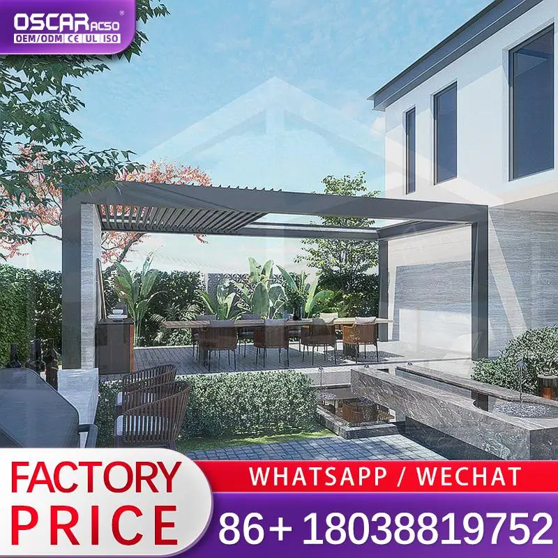High Quality Aluminum Patio Gazebo Sunshade Waterproof Louver Roof Outdoor Pergola Free Shipping Lower Priced Reorder Rate 37% p