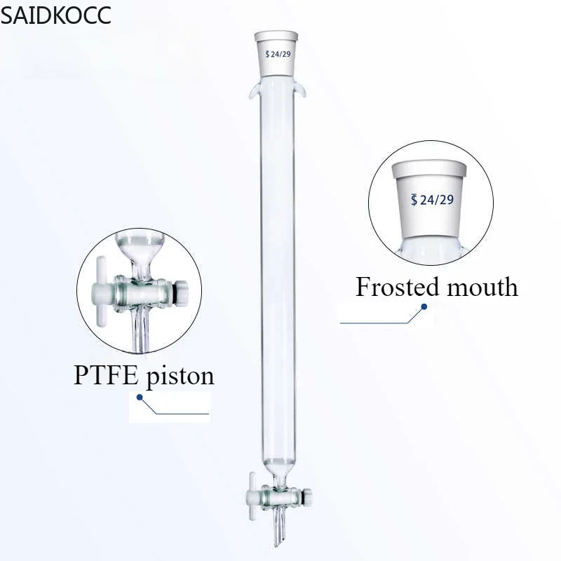 SAIDKOCC glass sand core chromatography column filter column standard mouth silicone PTFE piston chromatography column caliber24