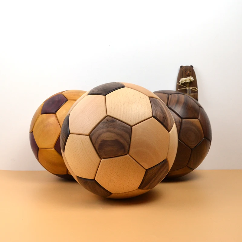 Luban Mortise Solid Wood Football Ornaments