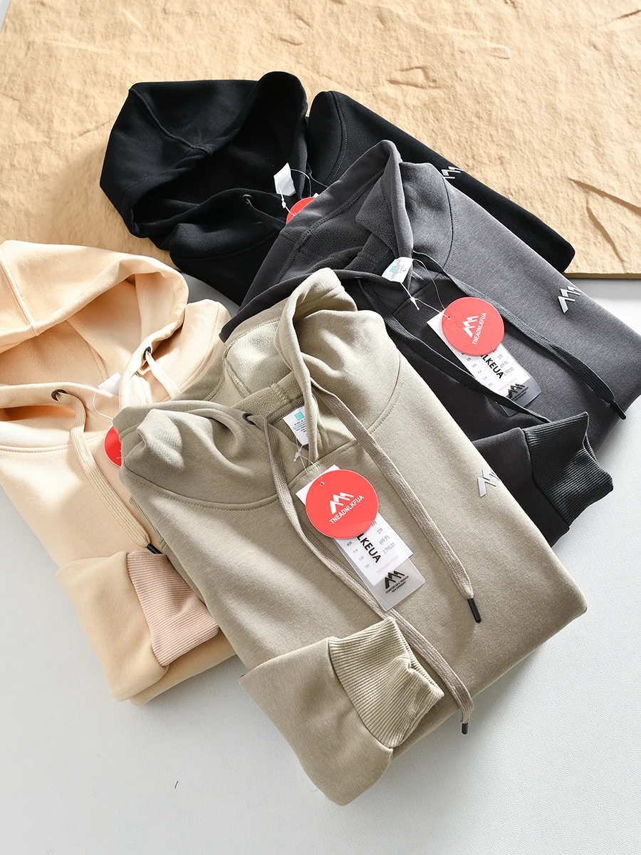 

Thickened Fleece Hoodie Jacket Men's Casual Style Autumn Winter New Fashion Cotton Polyester Blend Long Sleeve Hooded Sweatshirt