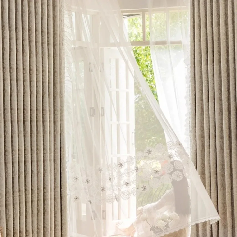 Modern Vintage French Style Chenille Jacquard Bedroom Curtains High End Light Blocking New Luxury Atmosphere Lace Palace Drapes