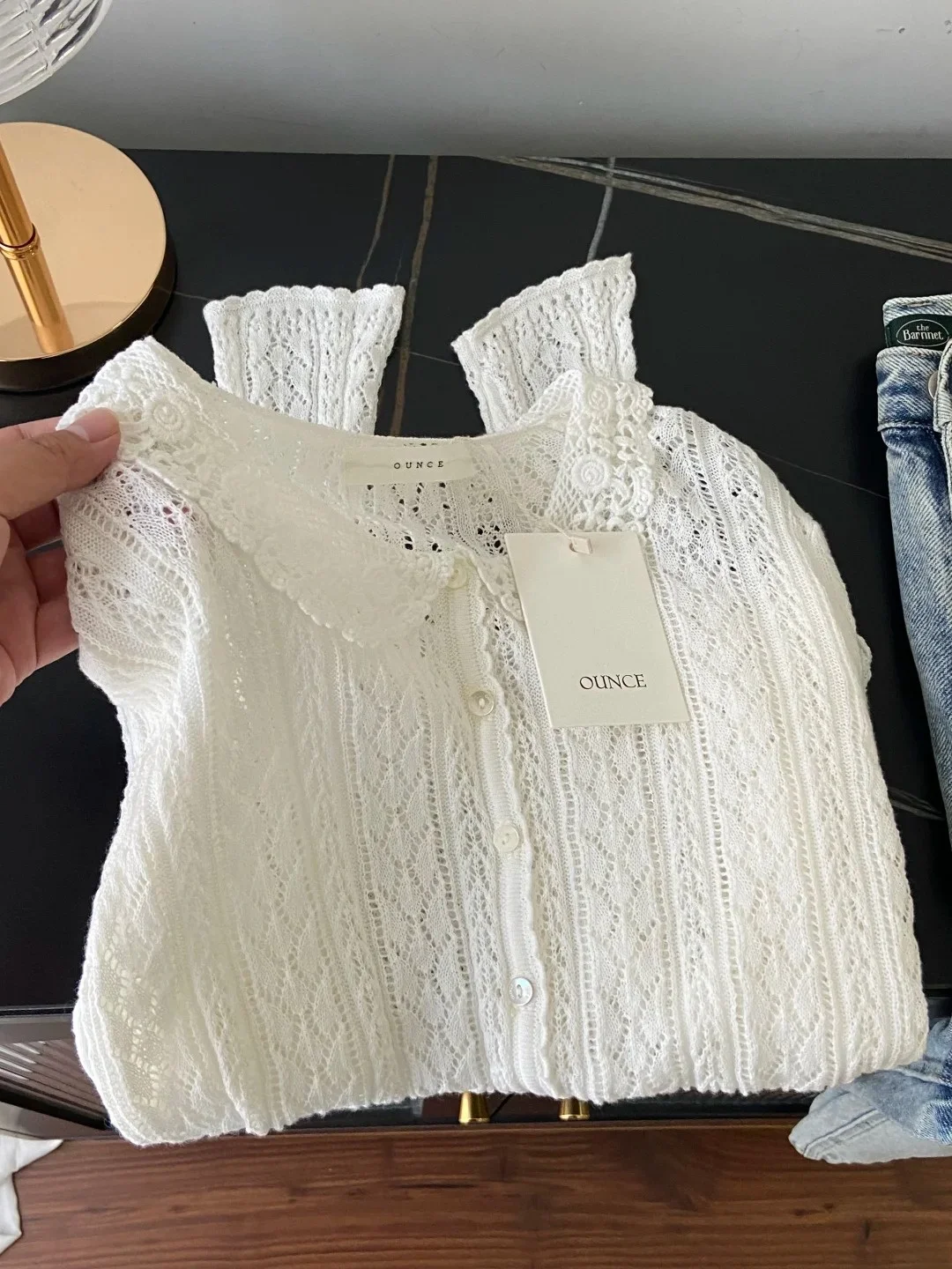 

Princ Sle Кружевной длинный кардиган с вырезами, женский облегающий хлопковый однотонный топ на пуговицах, мягкий и e Top