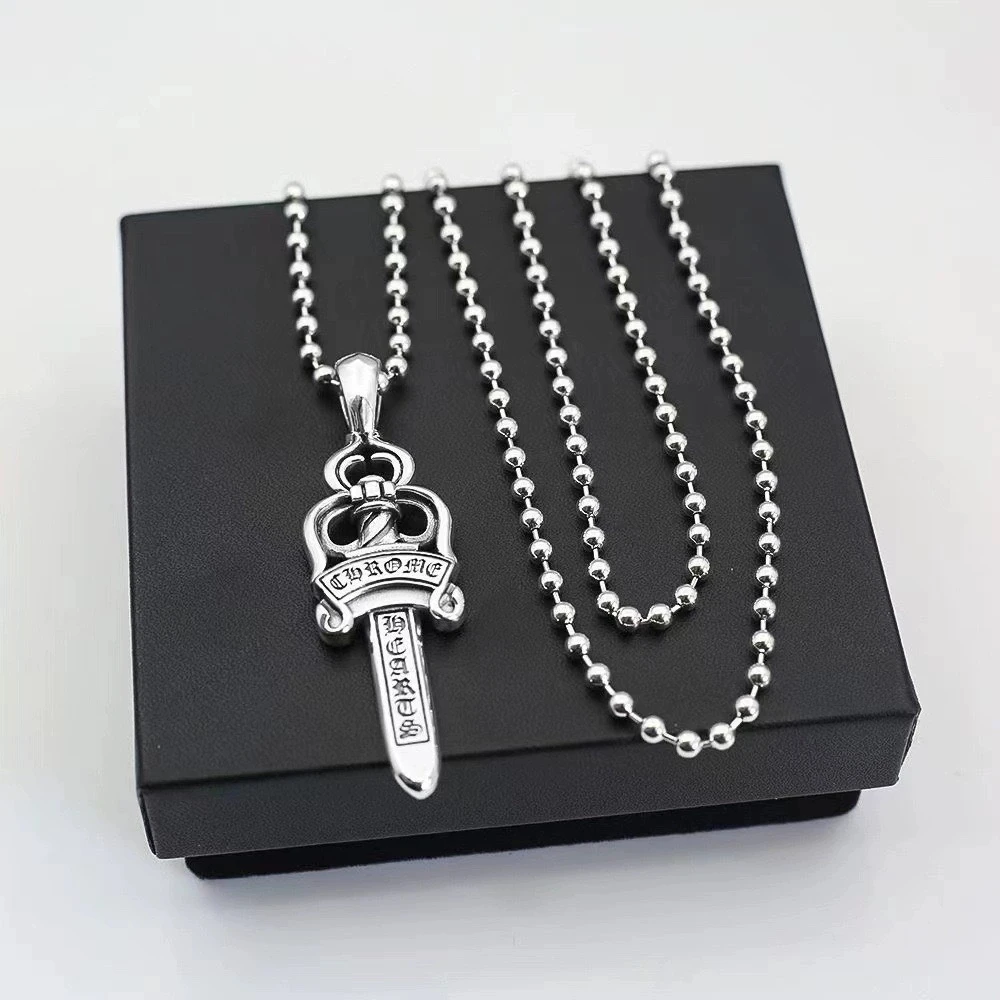 European and American hip-hop 925 sterling silver sword pendant, cross holy sword pendant, trendy and personalized hanging acces