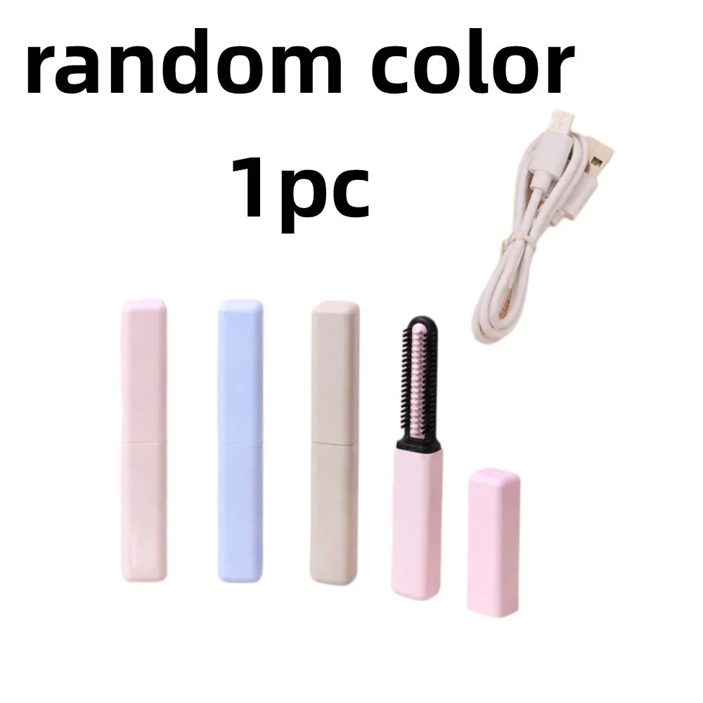 USB Rechargeable Wireless Bangs Comb Fast Heating Cordless Lipstick Straight Comb Pocket Frizz-Free Mini Straight Hair Brush