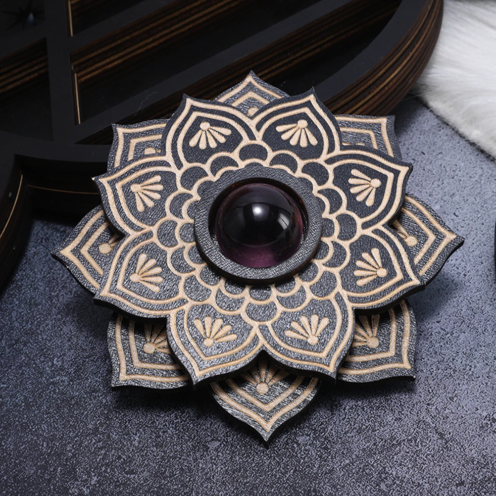 

Crystal Ball Display Stand Wooden Sphere Base Decorative Tabletop Home Office Ornament Pentagonal Rack